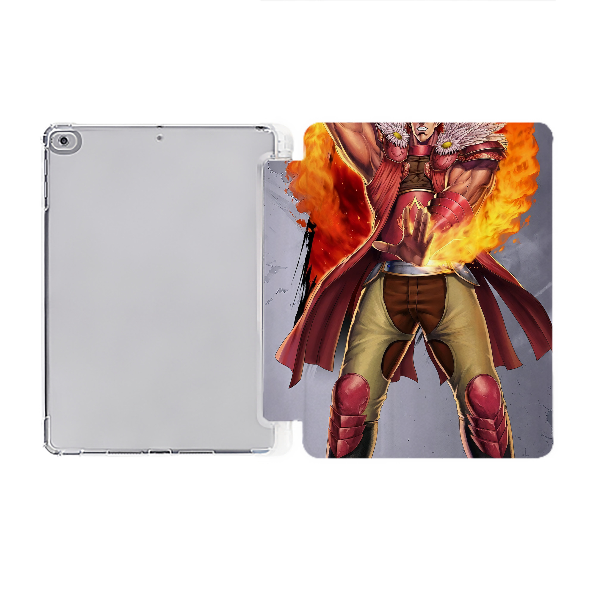（画像用） 北斗の拳 Fist of the North Star IPad ケース ペン収納付き 三つ折りスタンド PUレザー×シリコン 対応機種9.5/10.5/10.9インチ